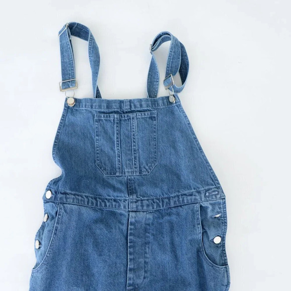 French Connection Blue Shadow Dungarees Denim Overalls Med - Picture 11 of 16